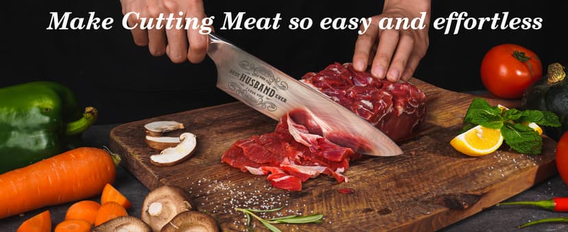 Anniversary Men Gifts for Him Husband, 8 inch Professional German Stainless Steel Chef Knife, Engraved Best Husband Ever Knife Gift, Christmas Anniversary Birthday Gifts for Men Husband