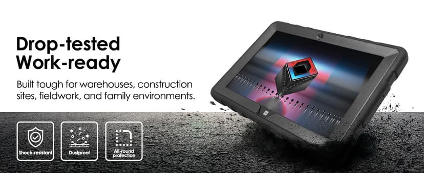 Fusion5 Built in USA 10.1” Windows 11 Professional Rugged Tablet PC - 12GB RAM, 512GB SSD, Intel 13th Gen, Full HD Windows Tablet Computer, HDMI, USB C - 2 Year Full Warranty with Accidental Damage