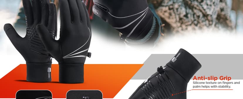 RUIXUE Winter Gloves Men Women, Warm Thermal Windproof Touchscreen Non-Slip,for Cycling Driving Running Hiking