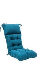 QILLOWAY Outdoor Rocking Chair Cushion 43.4x21 Inch, 100% Polyester Waterproof Patio Rocking Chair Cushion, High Back Weatherproof Chair Pad for Adirondack & Outdoor Furniture, Peacock Blue