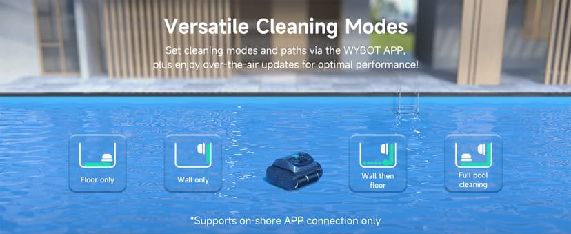 (2026 Upgrade) WYBOT C1 Cordless Robotic Pool Vacuum for Inground Pools, Above Ground Pool Cleaner 4-in-1 Wall & Waterline Cleaning Up to 1,614sq.ft, 150mins Smart Navigation, App Support