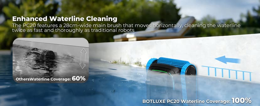 Cordless Robotic Pool Cleaner, 5,000 GPH with 150μm Filter, Floor/Wall/Waterline Cleaning, Smart Zigzag Navigation, 5,200mAh Battery, App-Controlled Presets for Inground & Above Ground Pools