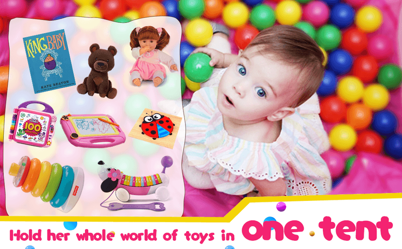 Pop Up Princess Tent with Star Light, Toys for 1 2 3 Year Old Girl Birthday Gift, Ball Pit for 12-18 Months Baby Girl Toys, Toddler Gift, Easy to Pop Up and Assemble(Pink)