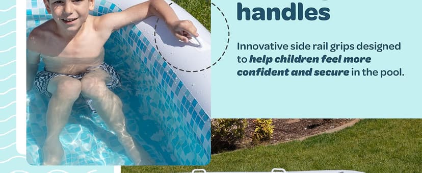 Premium Large Inflatable Pool with Soft Floor, Handles and Drain for Adults and Kids, 90"x60"19" Durable Blow Up Outdoor Swimming Pool for Backyard, Summer Gift, Family Size Kids Pool