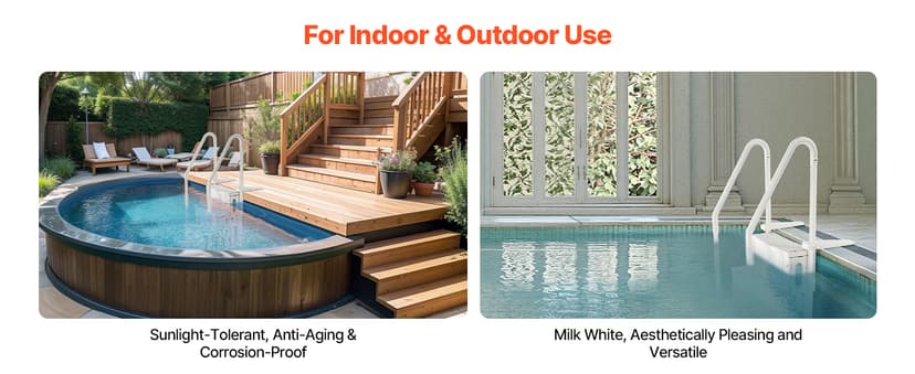 VEVOR Swimming Pool Ladder, 4-Step Double Handrails Stairs with Non-Slip Heavy Duty Steps, Max Load Capacity 400 lbs, for 48-54 in Inground & Above-Ground Pools of Any Decking Surface, Milk White