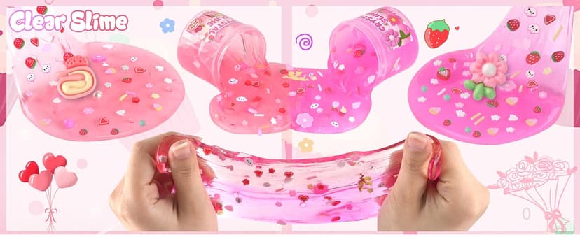 Party favor, goodie bag stuffer, Easter basket filler and sensory toy for kids ages 4-10 6-Pack Pink Slime Kit for Girls, Cloud Butter Squishy Birthday Gift Set B0CYT6D2ZS
