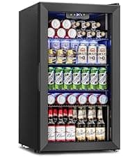 Feelfunn 15 Inch Undercounter Beverage Refrigerator - 126 Cans Beverage Fridge with Stainless Steel Door for Beer Wine Soda - Built-in or Freestanding Wine Cooler for Home Kitchen Bar