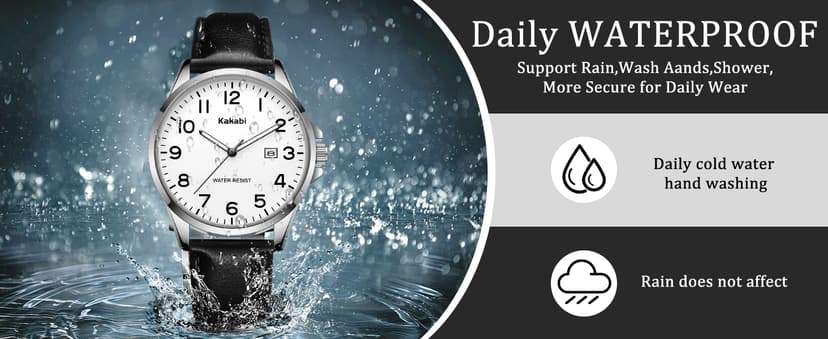 Kakabi Watch for Men, Fashion Minimalist Wrist Watch Waterproof Quartz Analog Date with Leather Strap