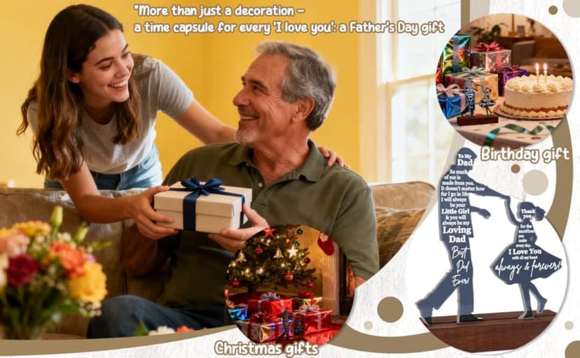 Dad Gifts from Daughter for Birthday Father's Day Christmas Valentine's Day Easter Present - Meaningful Sentimental Dancing Acrylic Plaque Keepsake Desk Decor for Bonus Step Papa Daddy