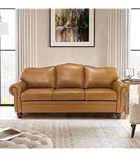 The support you need Classic 3-Seater Sofa with Premium Leather Upholstery, Stylish & Comfortable Sofa for Living Room or Office, Easy to Maintain & Long-Lasting Camel