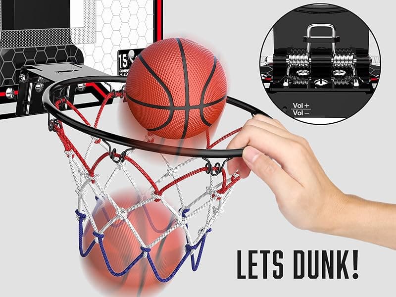 HopeRock Indoor Basketball Hoop for Kids, Over The Door Mini Basketball Hoops, with LED Light, Scoreboard, Birthday Toys Gifts for 5 6 7 8 9 10 11 12+ Year Old Boys