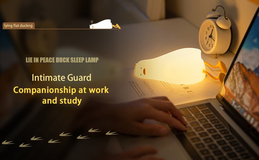 MUID Benson Lying Flat Duck Night Light, LED Squishy Duck Lamp, Cute Light Up Duck, Silicone Dimmable Nursery Nightlight, Rechargeable Bedside Touch Lamp for Breastfeeding, Finn The Duck.