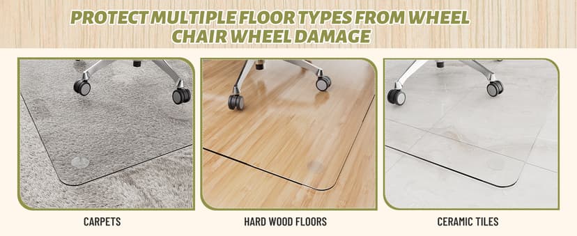 Office Chair Mat for Carpet & Hardwood, Upgraded 36" x 48" Dual Use Tempered Glass Chair Mat for Chair and Footrest Under Desk