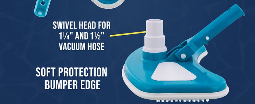 U.S. Pool Supply 12" Deluxe Weighted Butterfly Pool Vacuum Head, Swivel Hose Connection, Pole Handle, Protection Bumper - Clean Debris Above Ground & In-Ground Swimming Pools, Spas – Vinyl Liner Safe