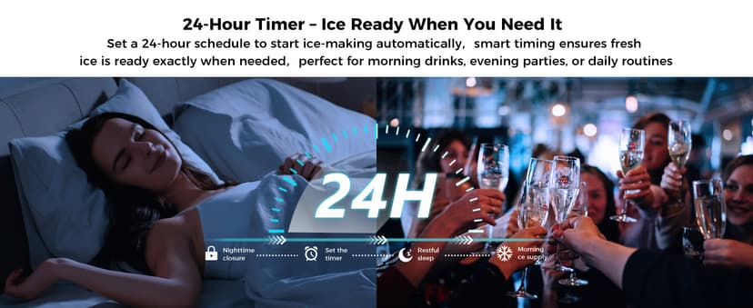 EUHOMY Under Counter Ice Maker with Drain Pump, 100 lbs/Day Ice Machine, Auto-Cleaning & 24H Timer, Stainless Steel Commercial Ice Maker with 24 lbs Storage for Home/Bar/Cafe/Restaurant