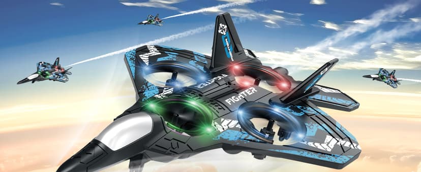 JoyRapt Drones for Kids Form RC Plane, Remote Control Airplane, Aircrafts Toys for Boys, Jet Helicopter Drones with LED Lights 360° Flip, Gifts for 6 8 10 Year Old Boys, 2 Rechargeable Batteries