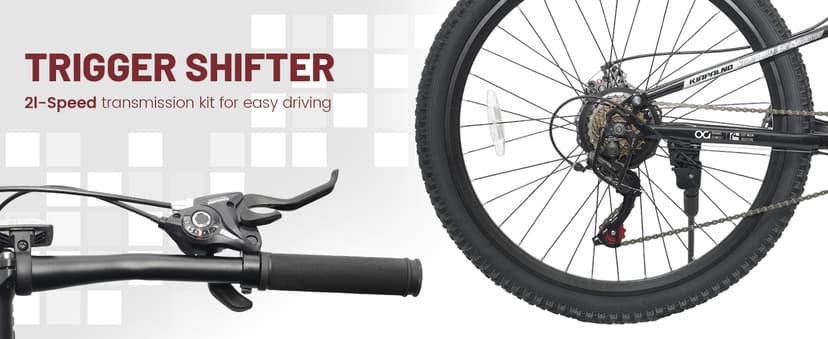 24/26/27.5 Inch Wheel Mountain Bike, 21 Speed MTB Bike with Full Suspension, Steel Frame and Dual Disc Brakes, Adult Mens Outdoor Cycling Mountain Bicycle