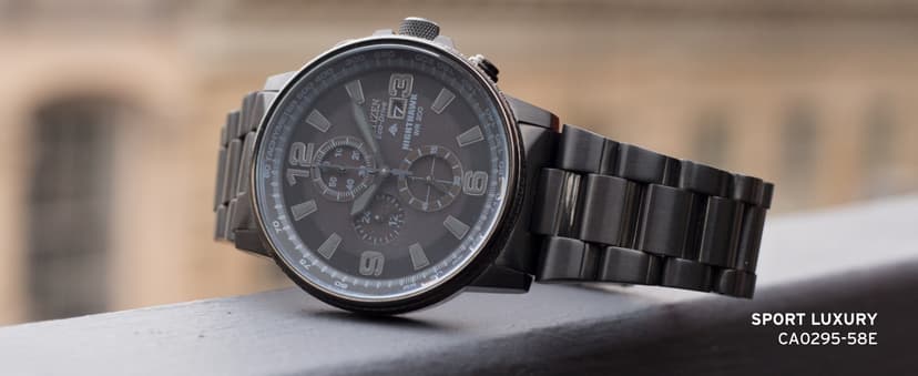 Citizen Citizen Men's Eco-Drive Sport Luxury PCAT Watch, Stainless Steel & Polyurethane Strap, Chronograph, Atomic Timekeeping