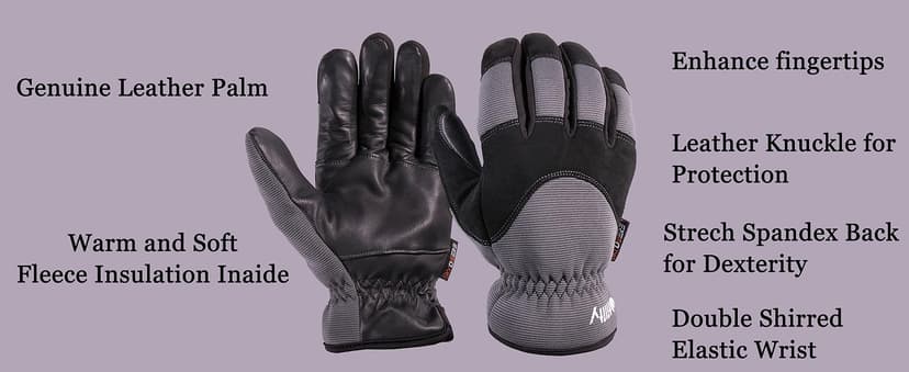 SKYDEER Super Soft and Warm Winter Gloves with Deersplit Leather Suede and 3M Thinsulate Insulation for Cold Weather SD5176T