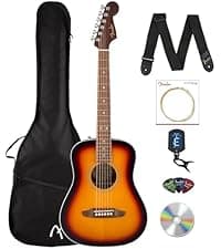 Fender California Standard Redondo Mini Acoustic Guitar - Surf Green Bundle with Gig Bag, Tuner, Strap, Strings, Picks, and Austin Bazaar Instructional DVD