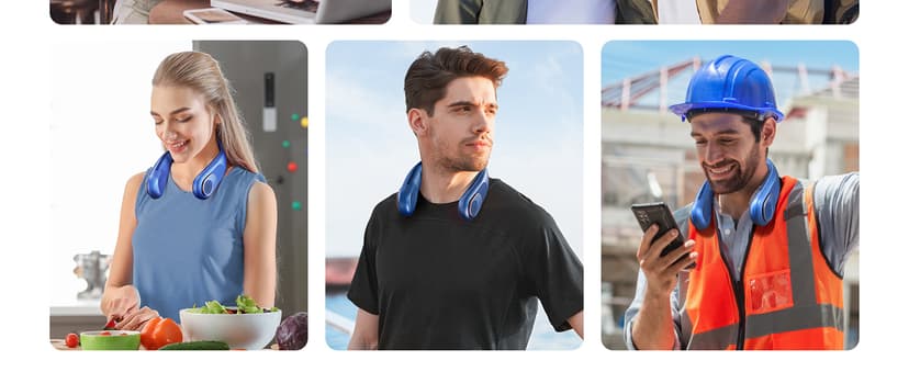 SWEETFULL Portable Neck Fan 360° Cooling Bladeless Personal Fan | No Hair Twisting - 4000mAh USB Rechargeable Wearable Fan for Travel, Birthday Gifts for Men, Women, Mom, and Dad