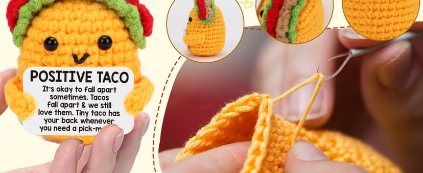 Positive Crochet Taco Christmas Birthday Gifts for Women Men Self Care Son Back to School Mom Dad Daughter Sister Friend Coworkers Relaxation Gift Desk Home Fall Decor Emotional Inspirational Support