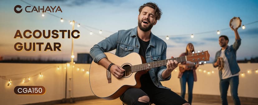 CAHAYA Acoustic Guitar Beginner Set - 41" Full Size Spruce Top Mahogany Body with Okoume Neck Rosewood Fingerboard, GA Cutaway Design, Balanced Rich Tone with Gig Bag, Strap, Capo, Strings & Picks