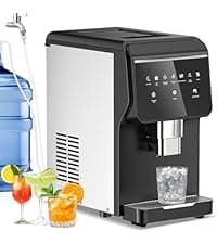 Nugget Ice Maker, 80 LBS/Day with 15 LBS Storage Bin, Freestanding Undercounter Ice Maker Machine Stainless Steel, Soft Chewable Pellet Ice Machine for Home Bar Kitchen Office, Self-Cleaning