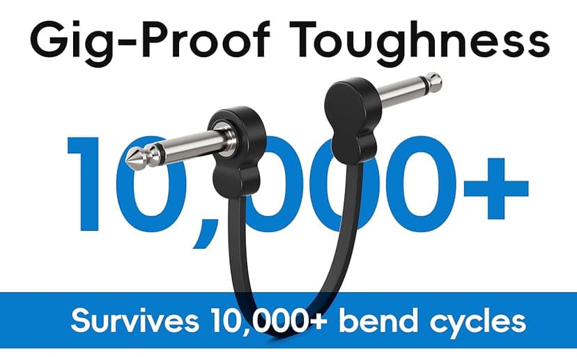 voltrish 3 Pack Guitar Patch Cables, Premium 5 Inch Right-Angle 1/4" TS Pedal Board Cable, Oxygen-Free Copper & Dual Shielding for Ultra Low Noise, Space Saving Flat Design Guitar Pedal Accessories