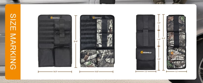 Truck Gun Rack(Set of 2), Seat Back Gun Rack with Adjustable Straps, 600D Oxford Cloth, Universal Rifle Holder, PVC Coated, Secure Storage Pockets for Hunting Gear, Easy to Install Vehicle Gun Rack