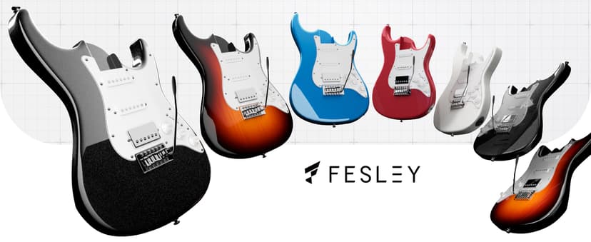 Fesley 39 Inch Electric Guitar: Beginner Electric Guitar Kit with HSS Pickup, Full Size Solid Body Guitar Starter Set with Amplifier, Bag, Strap, String, Cable, Picks, FST100, Blue