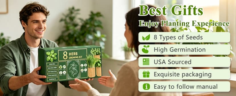 Indoor Herb Garden Kit, Culinary Herb Starter Kit with Seeds & Tools for Beginners, Kitchen Decor, House Warming Gifts for New Home, for Christmas, Ultimate Birthday Gifts for Women Men Mom Dad B0GR93MPX1