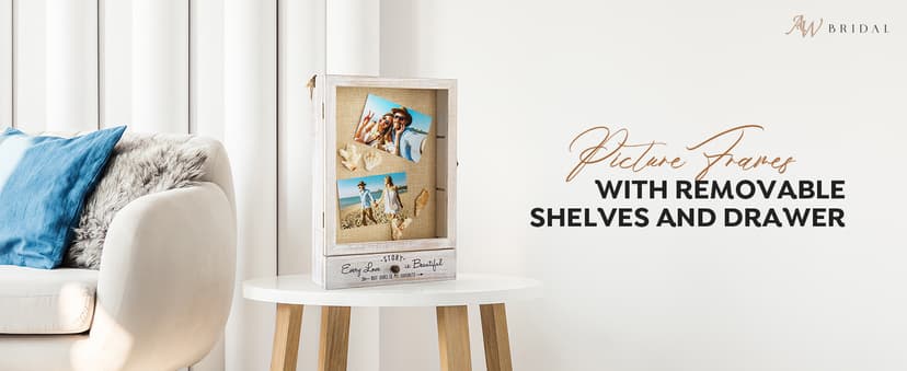 AW BRIDAL 11X16 Large Shadow Box Picture Frames Deep Shadow Boxes Display Cases with Removable Shelves and Drawers, Brown Wooden Memory Boxes for Keepsakes with Slot Christmas Decorations Gifts