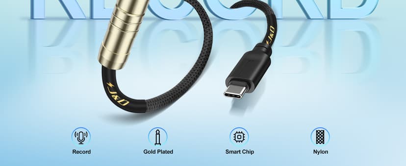 J&D USB C to 6.35 mm 1/4 inch TS Guitar Audio Cable, Audio Recording, Bass, Electronic Piano Microphone Cord Compatible with iPhone 16/17 Series, Galaxy S24/S25, 10 Feet