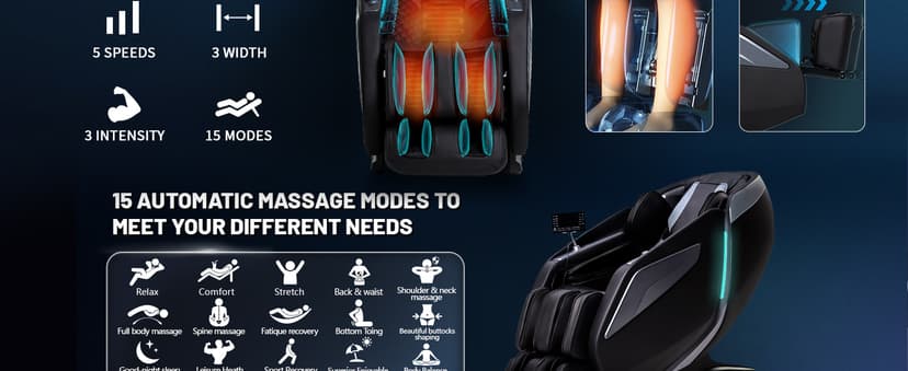 HealthRelife 4D Massage Chair Full Body Zero Gravity Recliner - 55“ SL-Track,15 Auto Modes,11 Massage Technique,40 Airbags Massage,with Yoga Stretch,APP Control,Shiatsu Foot Massage(Black)