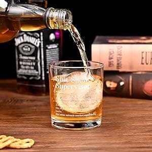 Futtumy Boss Gifts for Men, Shit Show Supervisor Whiskey Glass, Office Boss's Day Gift Christmas Gifts Birthday Thank You Gift for Supervisor Boss Men Coworker Manger, 10 Oz Old Fashioned Glass