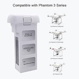 KUWATA Intelligent Flight Battery for DJI Phantom 3 Standard, Phantom 3 Professional, Phantom 3 Advanced, Phantom 3 SE, Phantom 3 4K, 4500mAh, Camera Drone Extended Battery