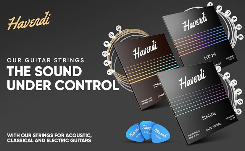 HAVENDI® Guitar Strings I Acoustic guitar strings with Phosphor Bronze Coating I Brilliant Sound Quality I Includes 3 Picks