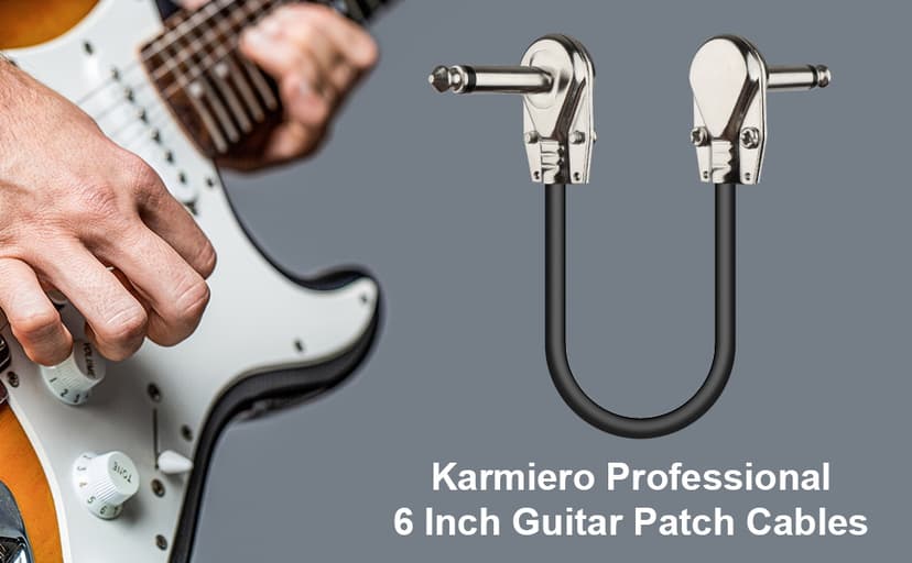karmiero 3Pcs Guitar Patch Cables, 6'' Guitar Pedal Cables with Metal Right Angle Plug, Premium Pedals Board Patch Cable for Amp/Amplifier, Mixer, Electric Bass
