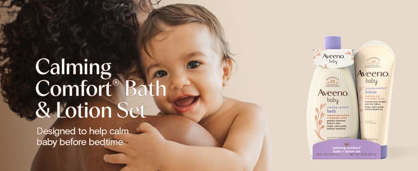 Soothing Baby Wash & Body Lotion, Lavender & Vanilla Scent, Formulated with Oat Extract, Helps Calm Baby Before Bedtime Aveeno Baby Calming Comfort Bath & Body Lotion Set, 2 Items B01C8BR0CO