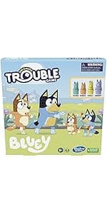 Hasbro Gaming Trouble: Bluey Edition Board Game for Kids, 2-4 Players, Race Bluey, Bingo, Bandit, or Chilli to The Finish, Ages 5 and Up (Amazon Exclusive)