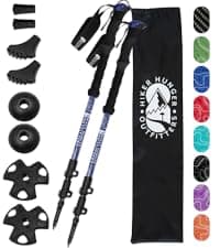 Premium Foldable Hiking Poles by USA Brand - Adjustable, Lightweight Trekking Poles Made of Aircraft Aluminum, Metal Flip Locks & Comfortable Real Cork and EVA Foam Grips