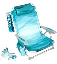 #WEJOY Folding Beach Chair for Adults, Lightweight Beach Chair with Shoulder Straps, High Back Camping Chairs with Hard Armrest, Supports 300lbs for Outdoor Lawn Concert