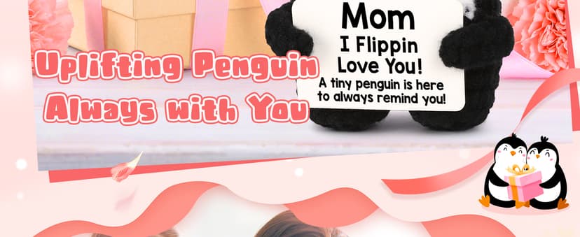 Birthday Gifts for Mom from Daughter Son, Handmade Crochet Mini Penguin Mom Gifts for Birthday Christmas Mama Mother in Law Bonus Step Mothers, Funny I Love You Mum Present Emotional Cute Decor