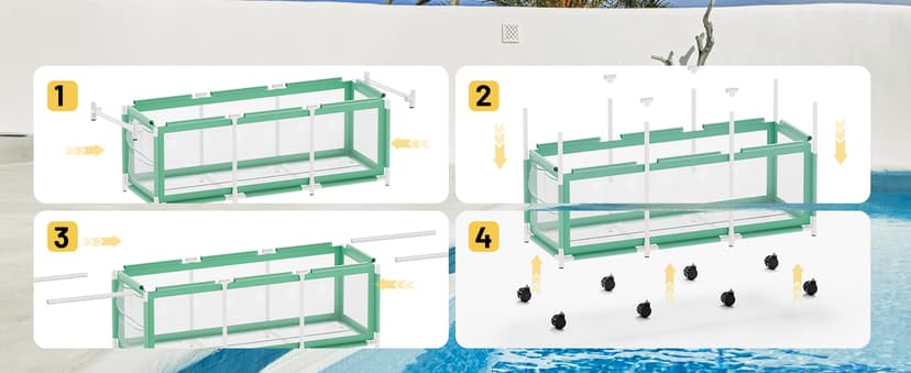 280 Gallon 69" Pool Storage Bin XXL Extra Large Swimming Pool Float Storage Bin, Pool Noodles Holder, Toys, Floats, Balls and Floats Equipment Mesh Rolling Bin for Garden Lawn, 69" Lx32 Wx35 H