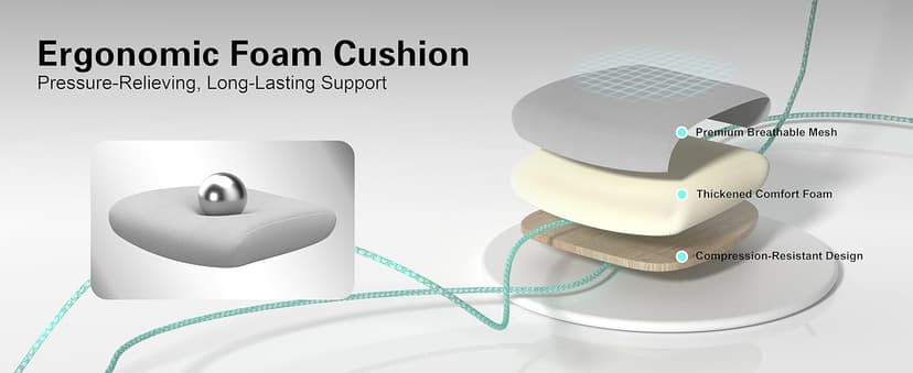 Ergonomic Office Chair for Back & Neck Pain Relief, Virgin Foam Seat, 2D Adjustable Lumbar & 3D Headrest, Tilt & Rock for Relaxation, Ideal for Long Sitting Comfort, White/Gold
