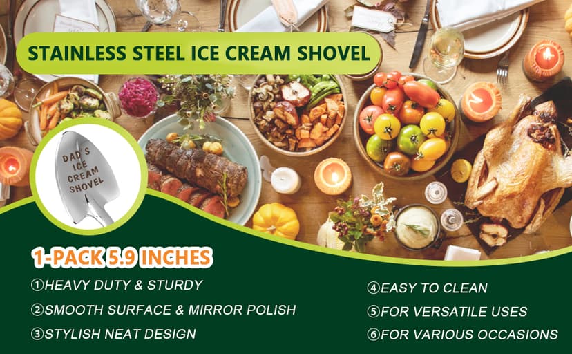 Gifts For Dad Men from Daughter Stocking Stuffers for men dad Ice Cream Spoon Scoop for Ice Cream Lovers, Christmas Gifts Funny Engraved Stainless Steel Shovel