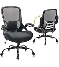 HYLONE Big and Tall 400lbs Heavy Duty Office Chair, 5" Thickened Seat Ergonomic Desk Chair with Adjustable Armrests, Home Office Computer Chairs for Long Hours Mesh Executive Chair(Black)