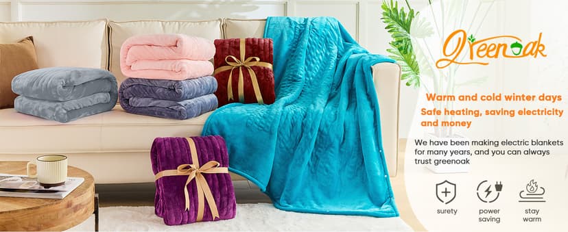 10 Heat Levels 1/2/4/6/8 Hours Auto-off,Sherpa Soft Cozy Warm Blanket,House Warming Gifts for Grandma Grandpa, Dove Grey greenoak Heated Blanket Electric Throw Heating 50"X60",Gifts for Women B0H5K4MBXB
