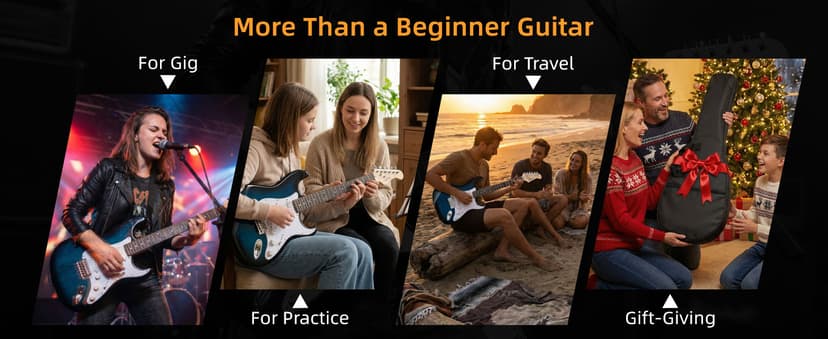 ZENY 39" Full Size Electric Guitar with Amp, Case and Accessories Pack Beginner Starter Package, Blue Ideal Christmas Thanksgiving Holiday Gift